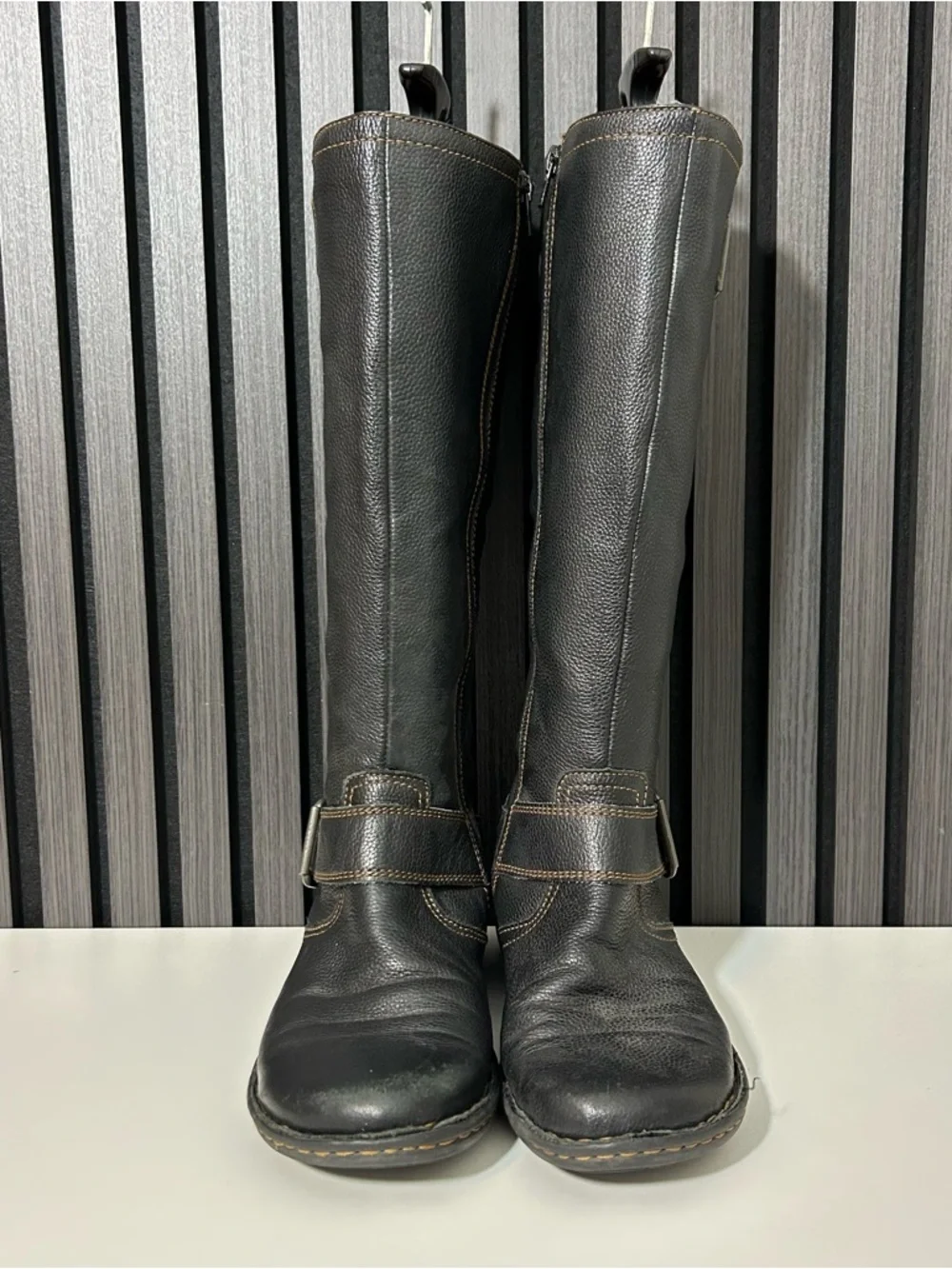 Born riding tall knee high black leather boots